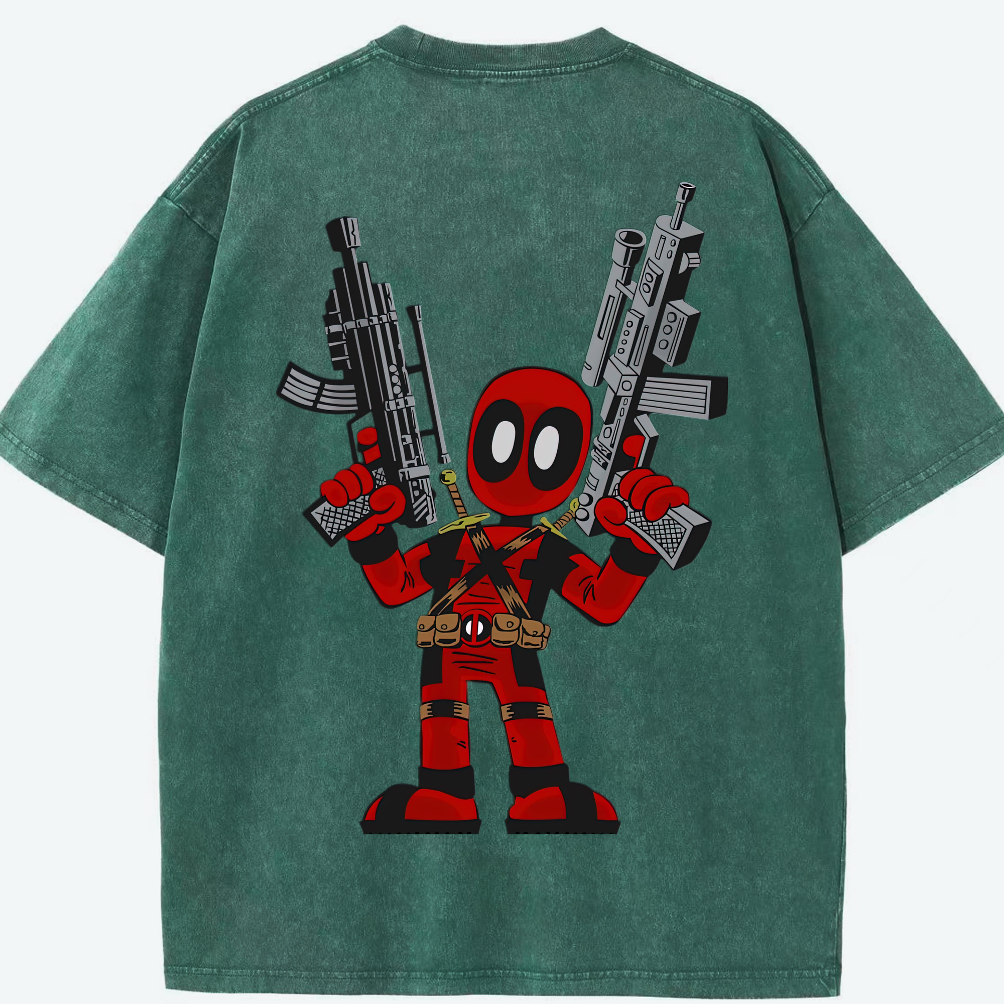 （画像用） Deadpool デッドプール 綿100% ヴィンテージ風 半袖Tシャツ（背面プリント）